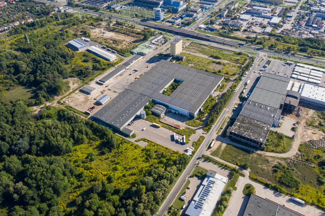 Aerial view of logistics center